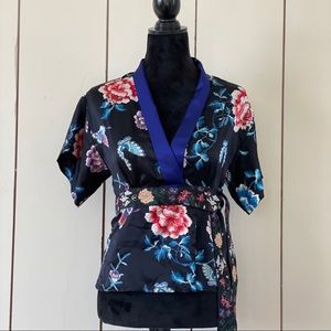 NWOT Just Cavalli floral silk kimono style blouse